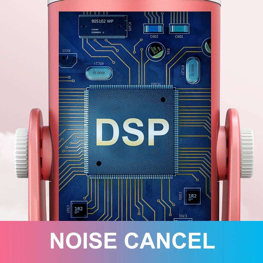 Haomuren USB Condenser Microphone Pink Studio Recording Mic for PC Mac Computer Phone Gaming Streaming Podcasting Laptop Desktop