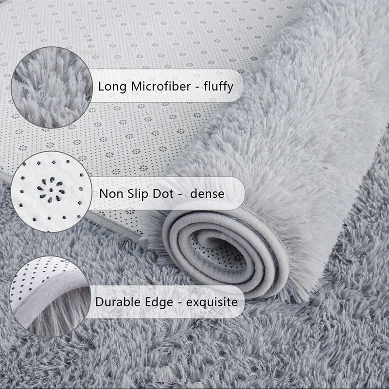VIKAMA black Area Plush for Bedroom, Living Room Fluffy Rug, Large Area Rug Shag Shaggy Carpet Soft Plush Furry Bedside Rug