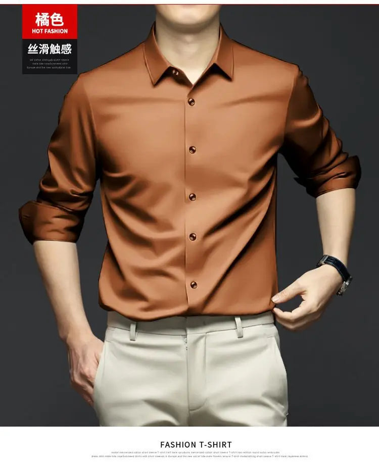 Men's White Shirt Long Sleeve Non iron Business Dress Slim Fit Korean Version Professional Work White Casual Men's Suit Shirt