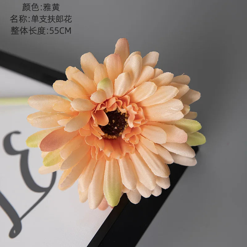 1piece 55cm Artificial Gerbera Flower Branch Wedding Garden Decoration Fake Silk Sunflower Party Home Decoration Accessories