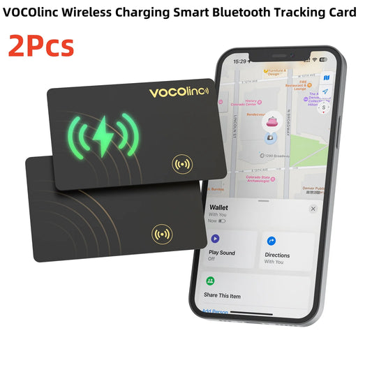 1/2Pcs VOCOlinc Wireless Charging Bluetooth Tracking Card,Global locator, Smart Tag, Item Finder, Use with Find My (IOS Only)