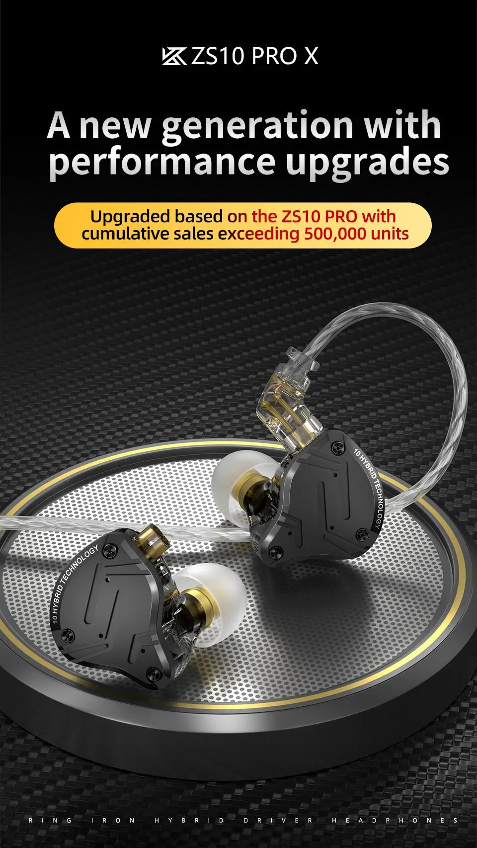 KZ ZS10 PRO X 1DD+4BA Metal Headset Hybrid drivers HIFI Bass Earbuds In-Ear Monitor Noise Cancelling Earphones ZS10PROX