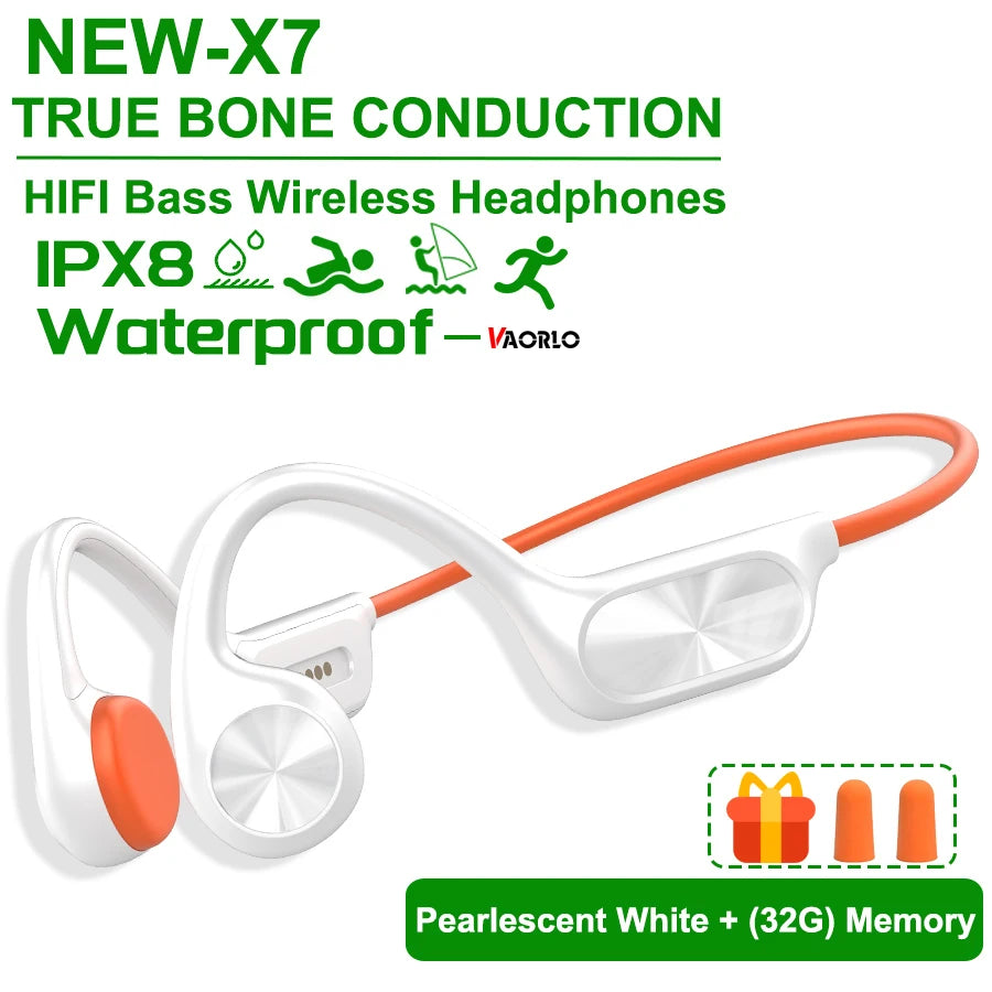 IPX8 Waterproof Swimming Bone Conduction headphone Bluetooth 5.4 Bass Wireless headset MP3 (32G) Player Cycling Fitness Earphone