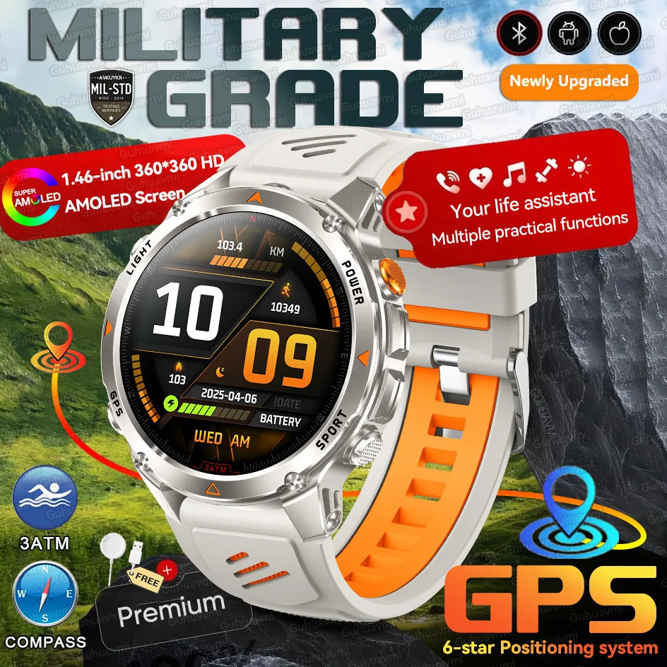 Forerunner 570 GPS Smart Watch 3ATM Waterproof  AMOLED Screen MULTI-BAND GNSS Compass Altimeter Flashlight Sports Smartwatch Men