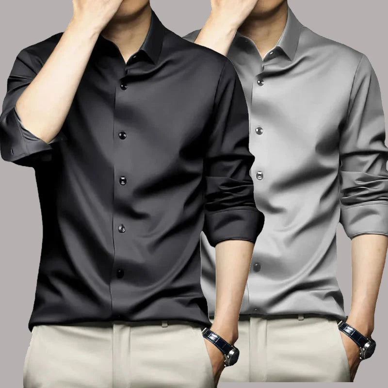 Men's White Shirt Long Sleeve Non iron Business Dress Slim Fit Korean Version Professional Work White Casual Men's Suit Shirt