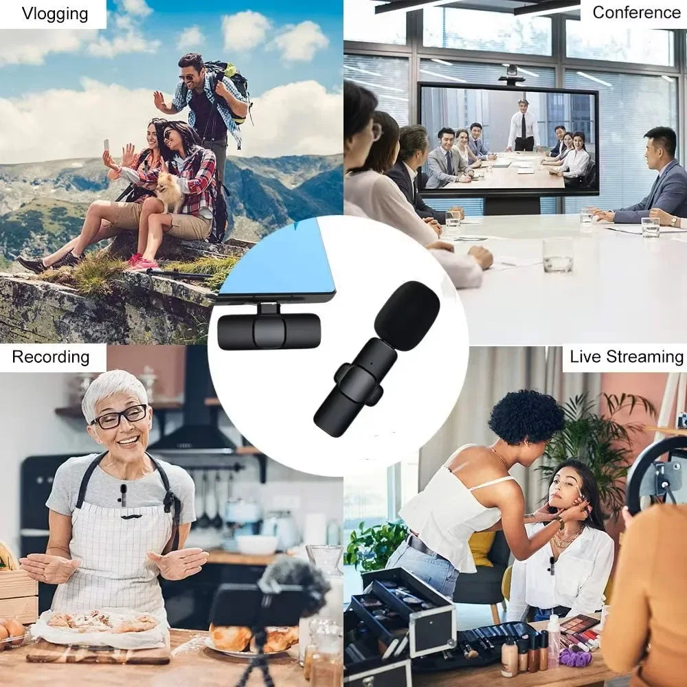 Lenovo 2 In 1 Portable Wireless Lavalier Microphone for Live Broadcast Gaming Audio Video Recording iPhone Android Mini Mic