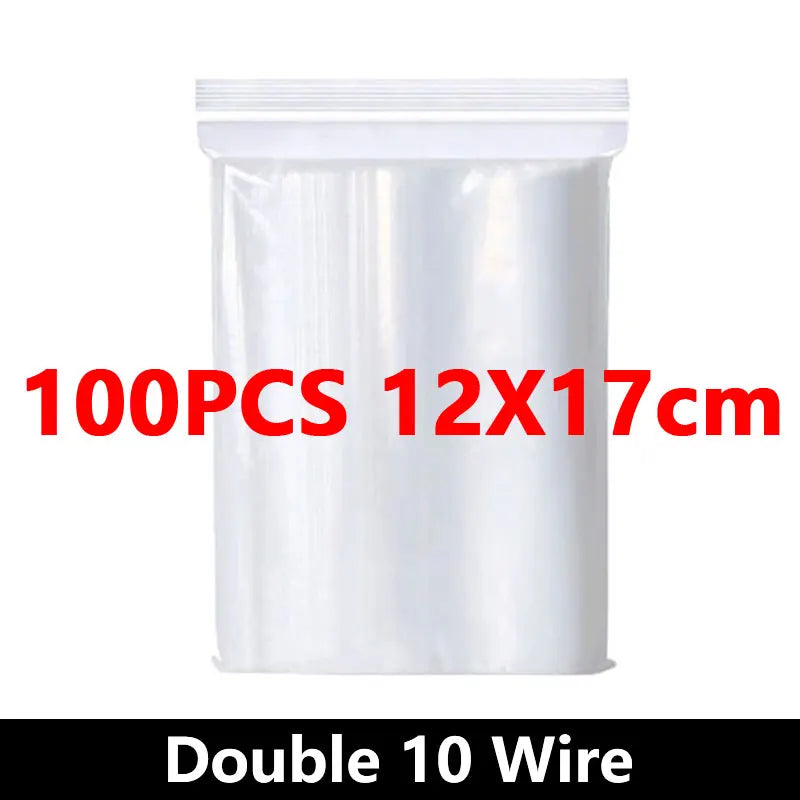 100pcs Thicken Zipper Sealed Bags Clear Plastic Storage Bag for Small Jewelry Food Packing Reclosable Plastic Ziplock Bags