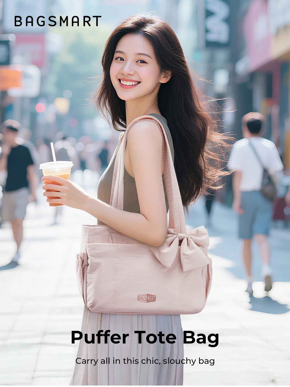 BAGSMART Tote Bag University Padded Shoulder Bag for Women Large Capacity Travel Handbag Daily Commute Women's Bag