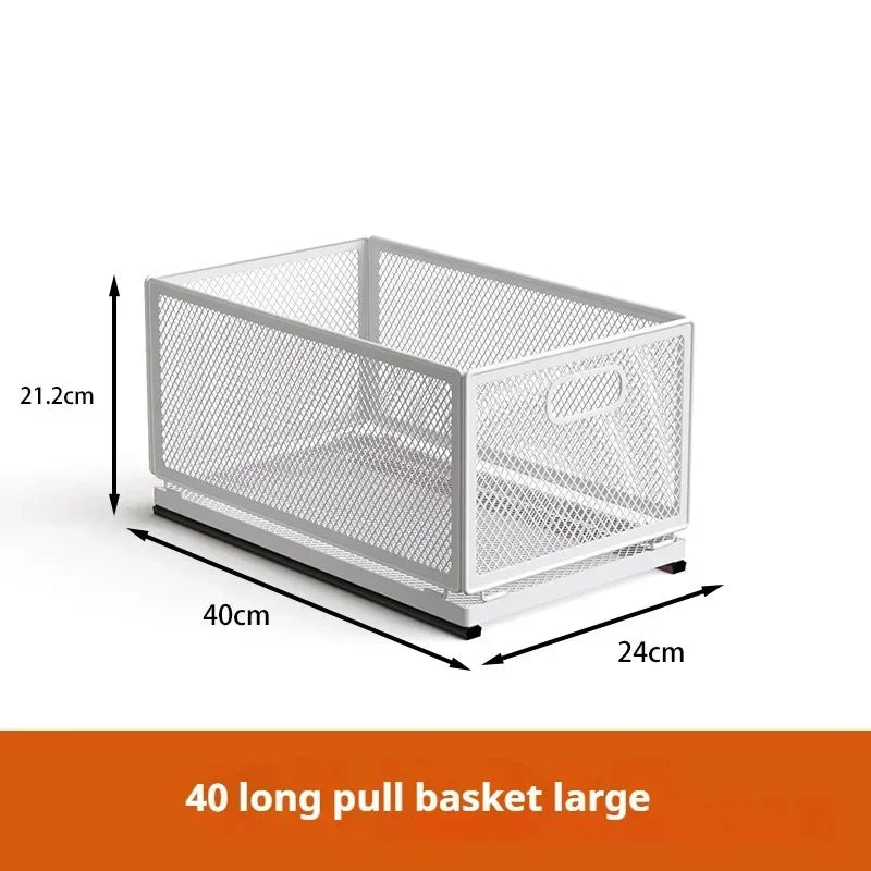 ZEXEF Kitchen Storage Box with Sliding Rail Pull-out Cabinet Storage Rack Spice Pantry Shelves Drawer Kitchen Organizer Basket