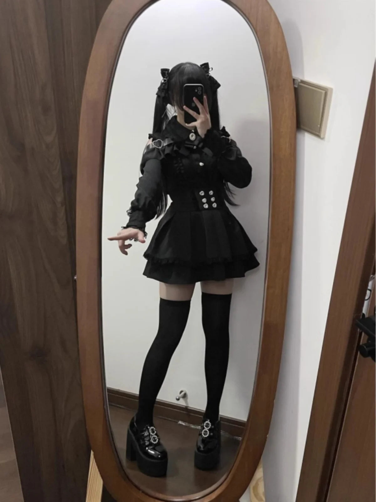 k Gothic Sle oulder Bared irt And f Skirt Set Spring Autumn Sweet Subculture Encounter Jk orm Two Piece Set f...