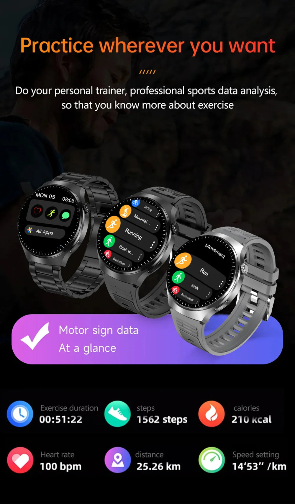 LAXASFIT 2026 New Smart Watch for Men Full Touchscreen Bluetooth Call Sports Fitness Smart Wristwatch Holiday Gift