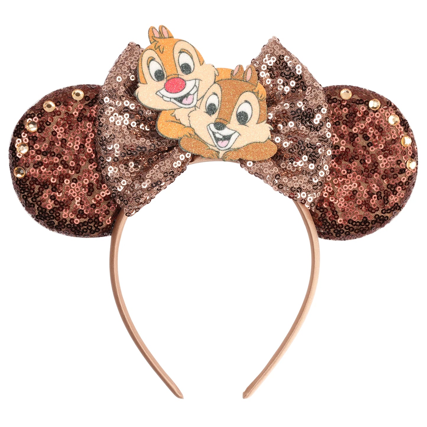 2025 Mickey Mouse Ear Headband Chip and Dale Bow Sequin Hairband Women Hair Hoop Birthday Gift Adult/Child Cosplay Accessories