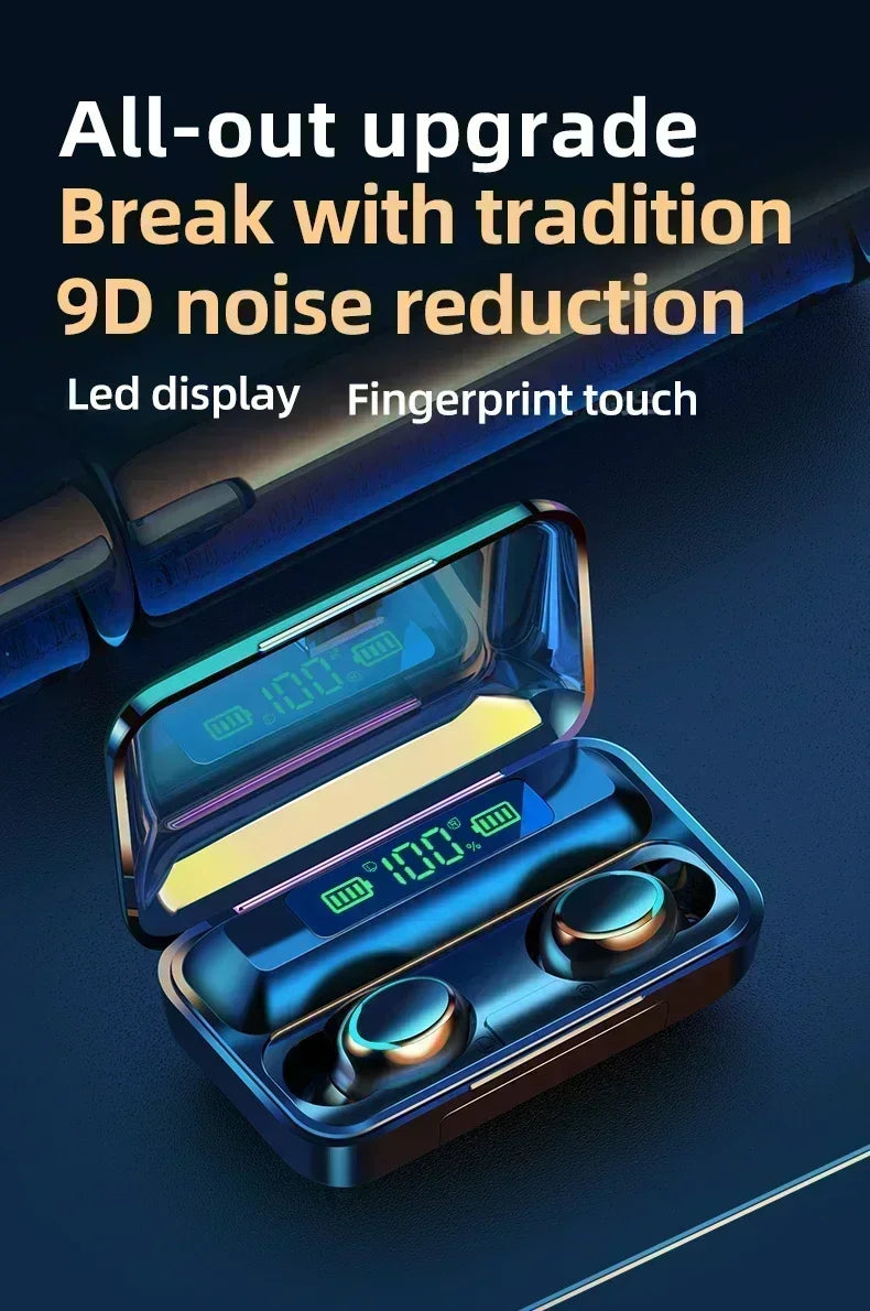 Bluetooth Headphones 9D Stereo High Bass Sport Earphones Handfree Touch Control Tws Wireless Earbuds Waterproof Headset