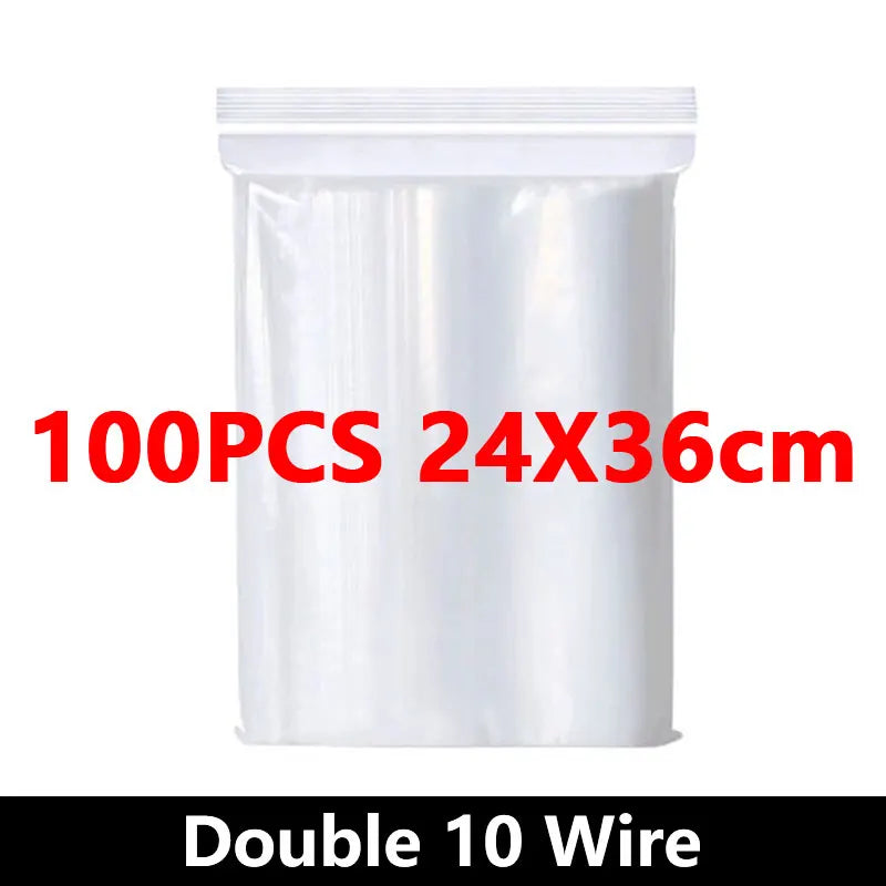 100pcs Thicken Zipper Sealed Bags Clear Plastic Storage Bag for Small Jewelry Food Packing Reclosable Plastic Ziplock Bags