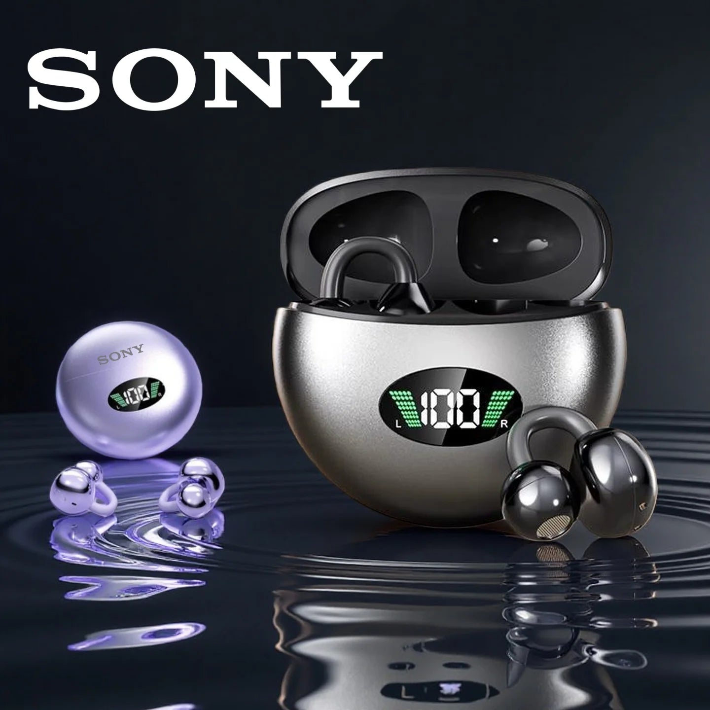 Original Sony Q88 Wireless Earphones Bone Conduction Headset Bluetooth 5.4 Earbuds Clip on Ear Comfortable with Digital Display