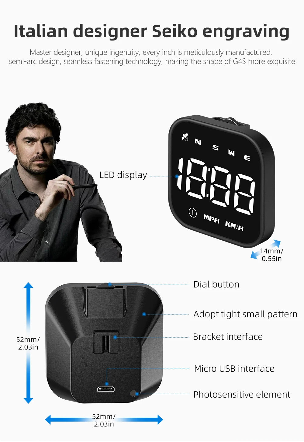 G4S GPS Smart Gauge Head Up Display For HUD Auto Computer Speedometer Display KMH MPH Time Compass Car Electronics For All Car