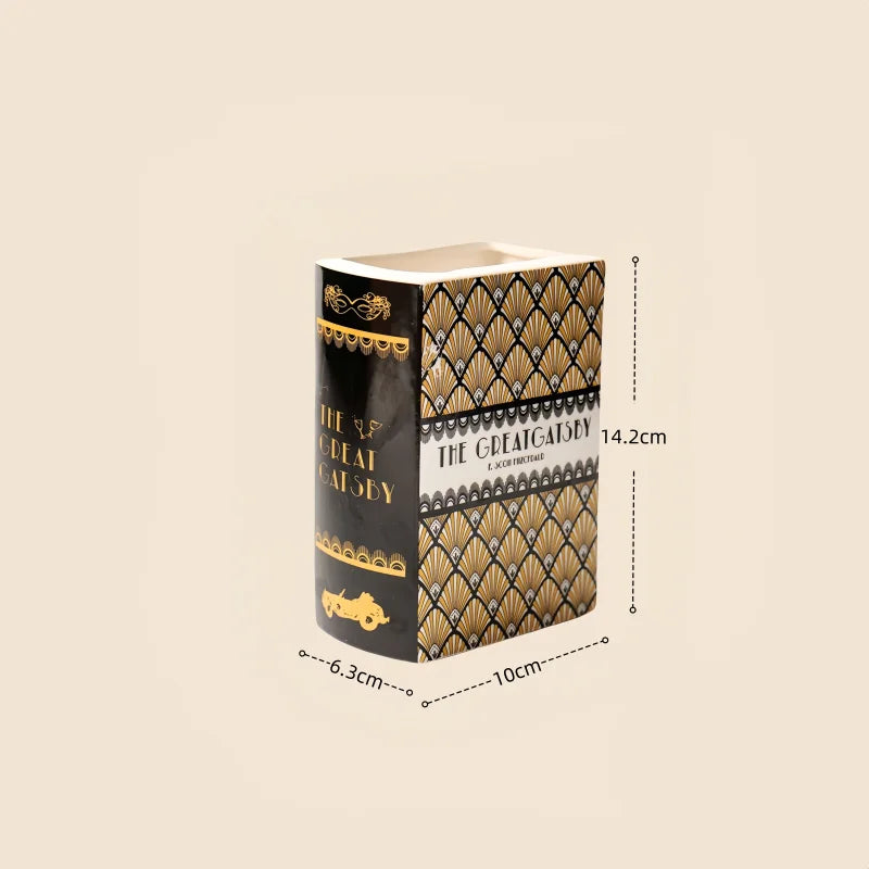 Ceramic Book Vase Pride and Prejudice Cute Bookshelf Decor Unique Gift for Book Lovers Home Interior Wall Shelf Decoration House