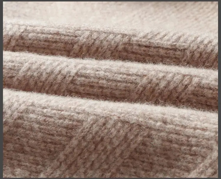 Men's Cashmere Sweater Loose and Thick Jacquard Crewneck Sweater Autumn and Winter New Solid Color Men's Knit Bottom Sweater