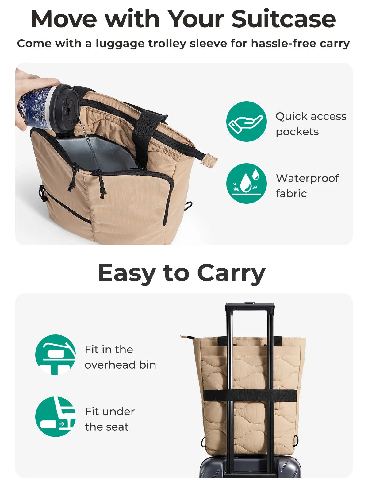 BAGSMART Large Capacity College Tote Bag Commuting Women's Handbag 15.6 inch Laptop Bag for Business Travel Commuting