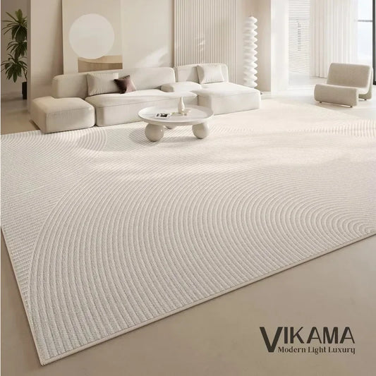 VIKAMA Carpet Living Room Light Luxury Deluxe Cream Wabi-Sabi Home Bedroom Bed Absorbent Dirt Resistant Mat Home Decoration