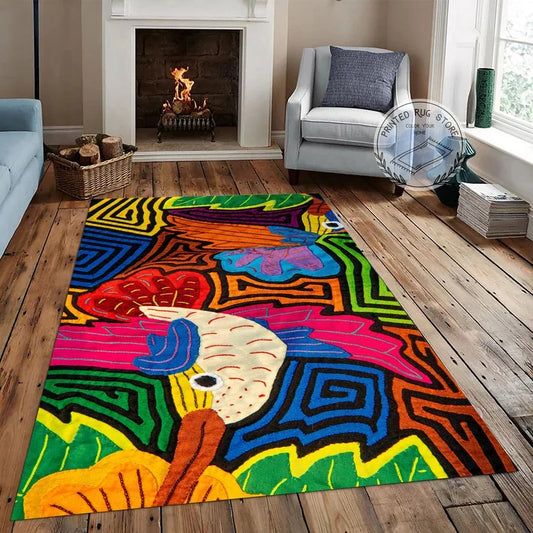 Colorful Patchwork Printed Carpet Office Decoration Rug Abstract Geometric Vortex Bedroom Bedside Porch Anti Slip Floor Mat