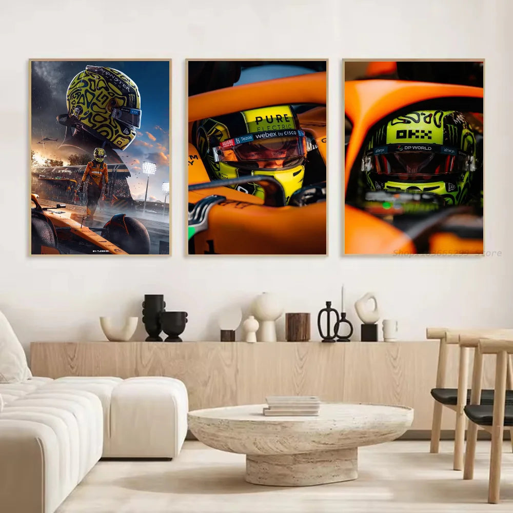 1pc F1 Formula 1 L-Lando Norris Poster Self-adhesive Art Waterproof Paper Sticker Coffee House Bar Room Wall Decor