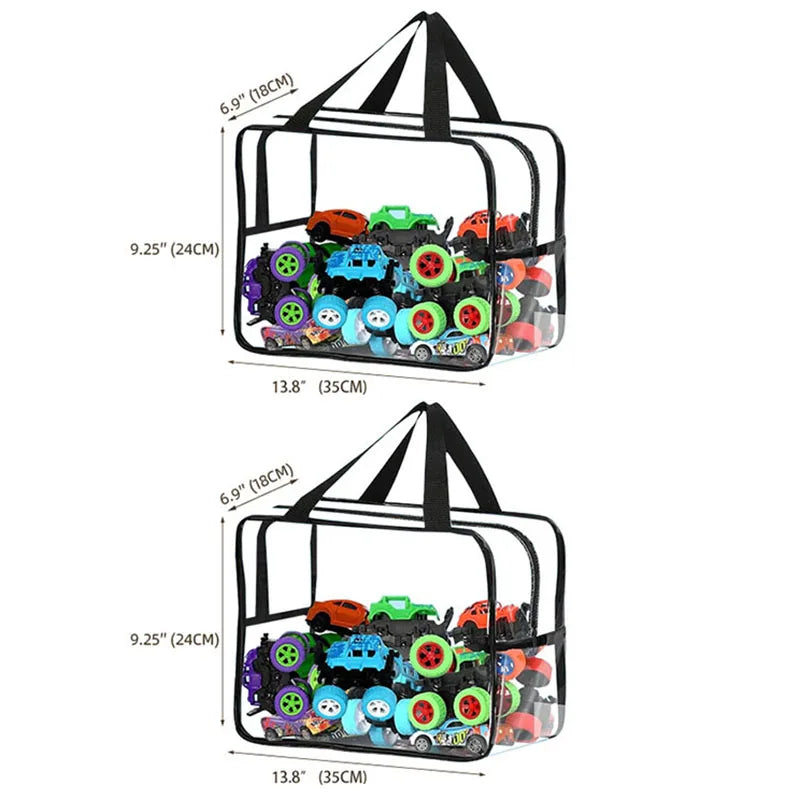 Waterproof Zippered Toy Storage Bag, Transparent PVC Travel Pouch for Sand Beach Puzzles, Cosmetic Toiletry Organizer