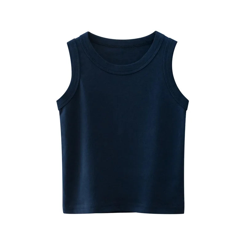 Boys Round Neck Cotton Tank Top Casual Comfortable Breathable For Summer Kids Clothes Baby Vest