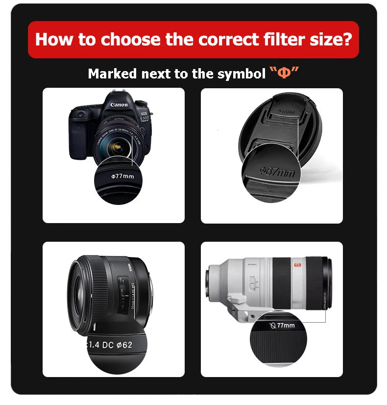 Variable ND Filter 67mm 58mm 82mm ND2 ND400 9 Stops Neutral Density Filter ND2-400 37-49mm 52mm 55mm 77mm 62mm 72mm