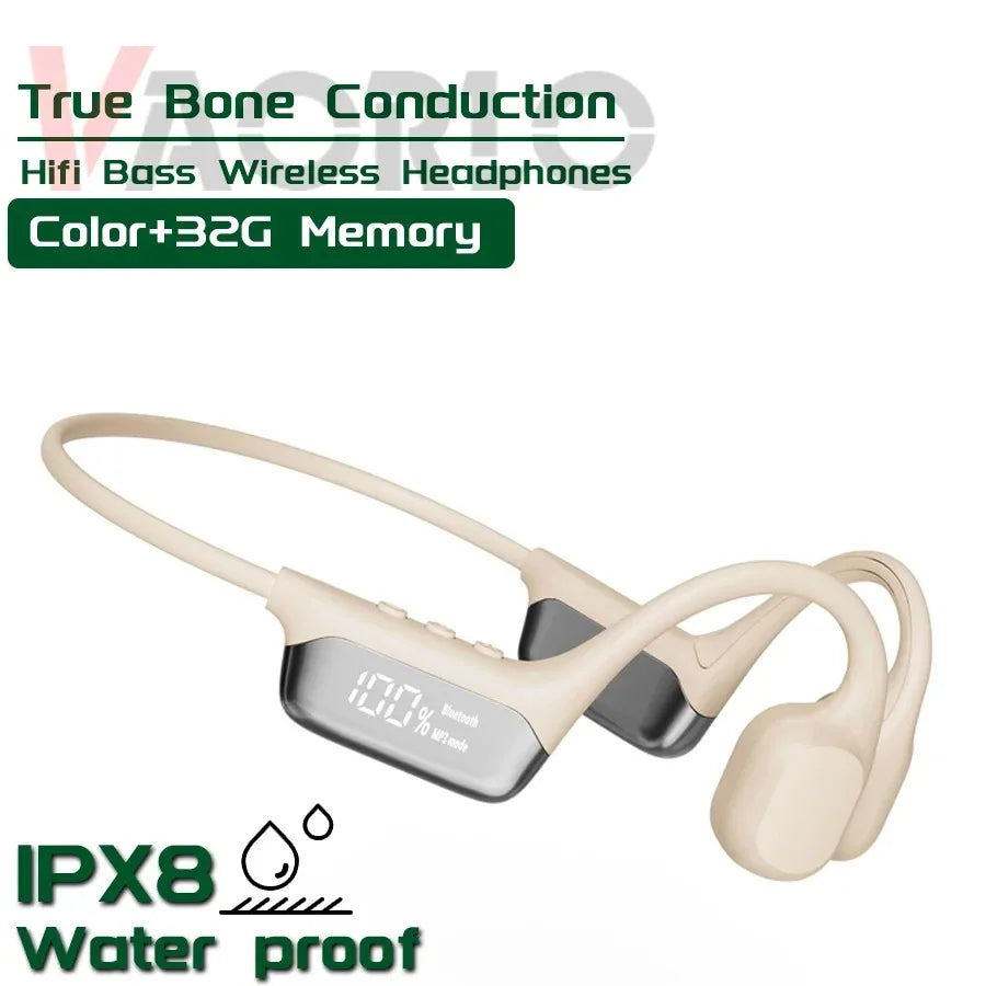 IPX8 Waterproof Swimming Bone Conduction headphone Bluetooth 5.4 Bass Wireless headset MP3 (32G) Player Cycling Fitness Earphone