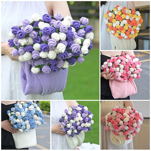 Rose Bouquet Blanket Hand Made Bouquet Nap Blankets Sofa Cover Finished Bouquet Blanket Couple Gift Home Supplies Manta de rosas