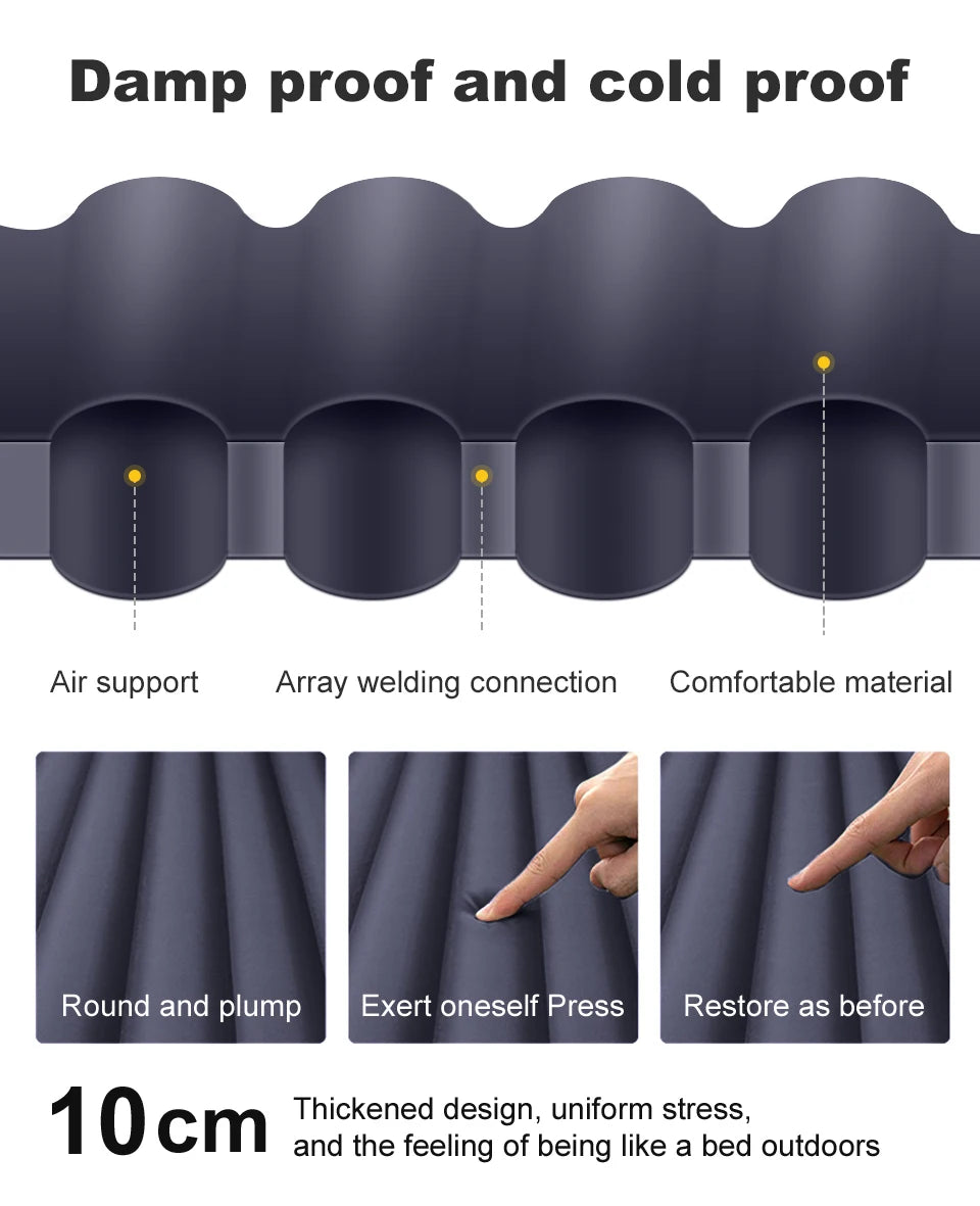 Outdoor Thicken Camping Mattress Ultralight Self-inflating Air Mattress Built-in Inflator Pump For Travel Hiking Fishing