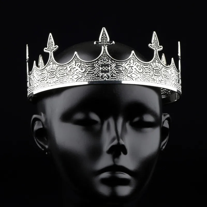 Royal Men's Round Crown Prince Crown Wedding Birthday Ball Party Halloween Decoration Bride Universal