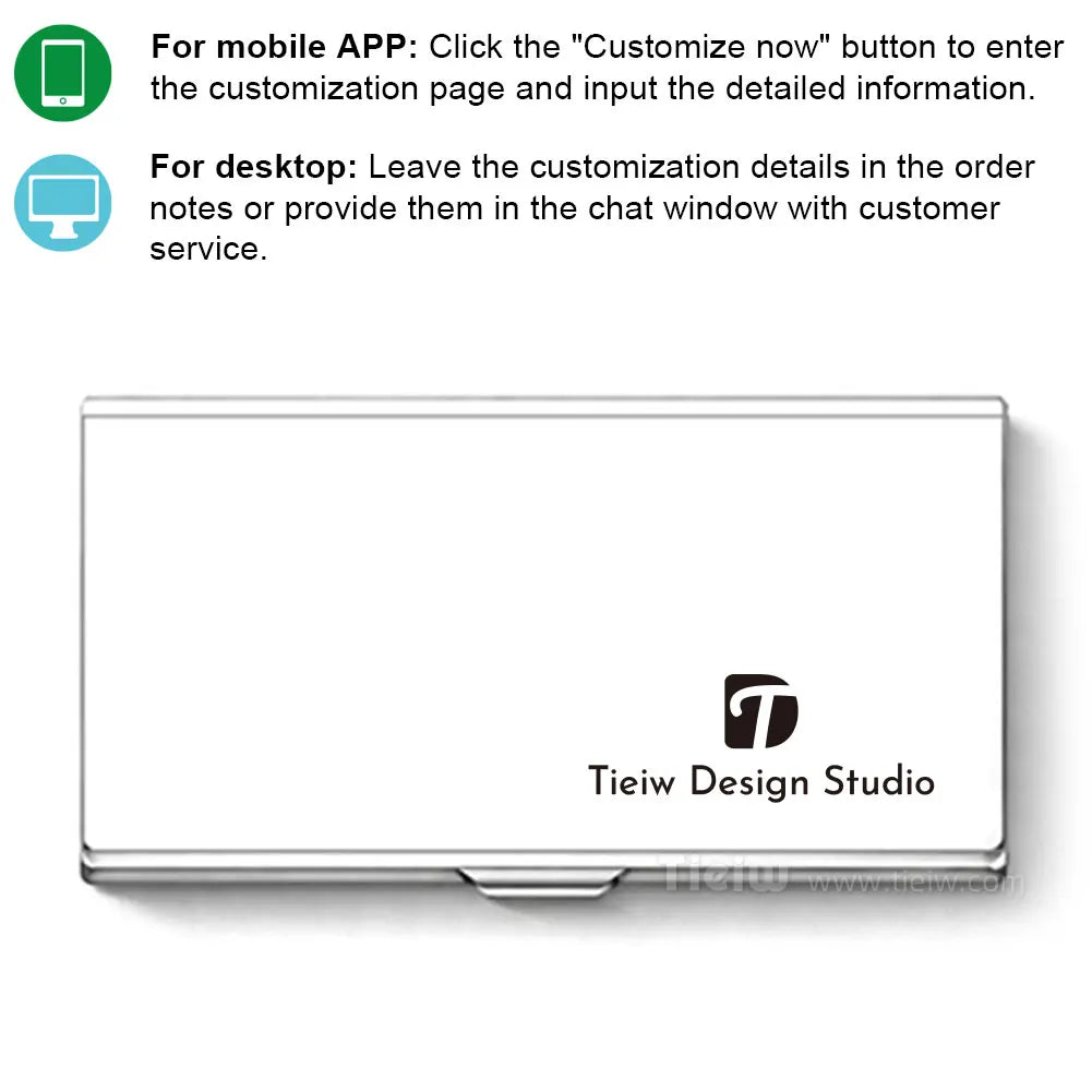 Personalized Name Card Holder, Custom Laser Engraved Name/Logo Aluminum Business Card Box for Office & Gifts