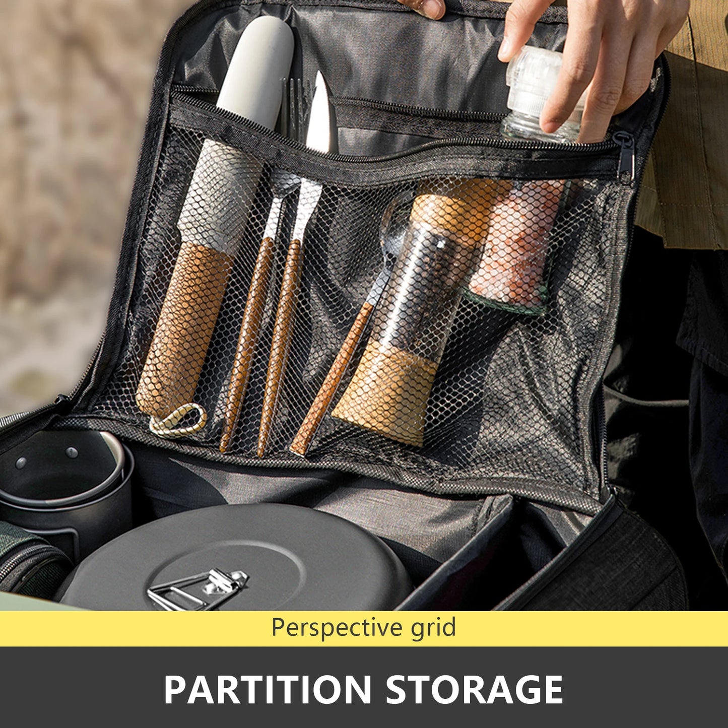 BISINNA Outdoor Camping Bag 26L Folding Gas Tank Storage Bag Picnic Cookwre Container Camp Supplies Adjustable Partition