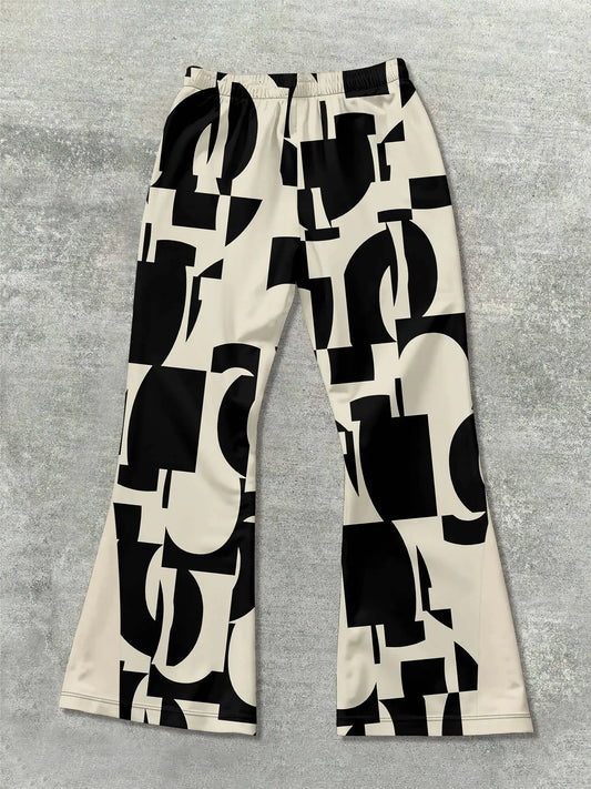 Y2k Flared Pants Men Loose 3D Print Trousers Casual Sweatpants Mid Waist Sporty Female Clothes Streetwear Hip Hop Vintage Pants