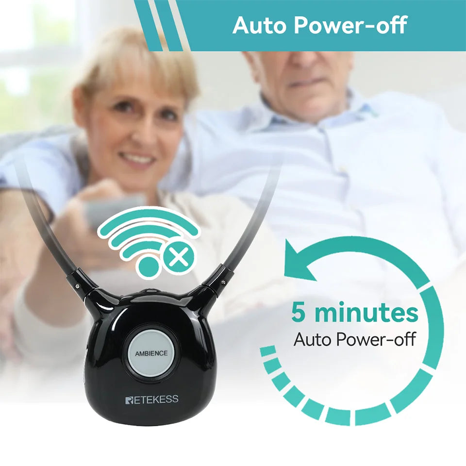 Retekess TA008 TV Hearing Aid Headphone Wireless TV Headset System 2.4GHz Wireless Headphone for Seniors 3 Tones Dual Batteries