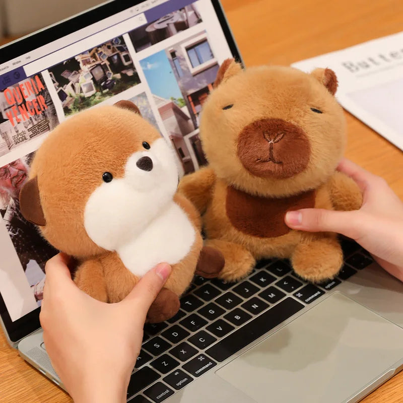 15CM Small Desktop Plush Toys Lovely Rabbit Sheep Pig Duck Otter Capybara Elephant Stuffed Animal Doll Cute Healing Doll Gifts