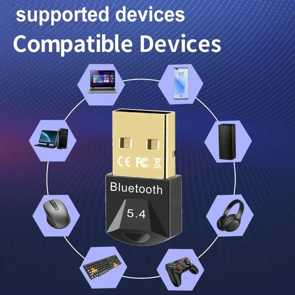 Bluetooth 5.4 USB Adapter Transmitter Bluetooth Audio Dongle Receiver Wireless Adapter for Speaker Mouse Computer Laptop