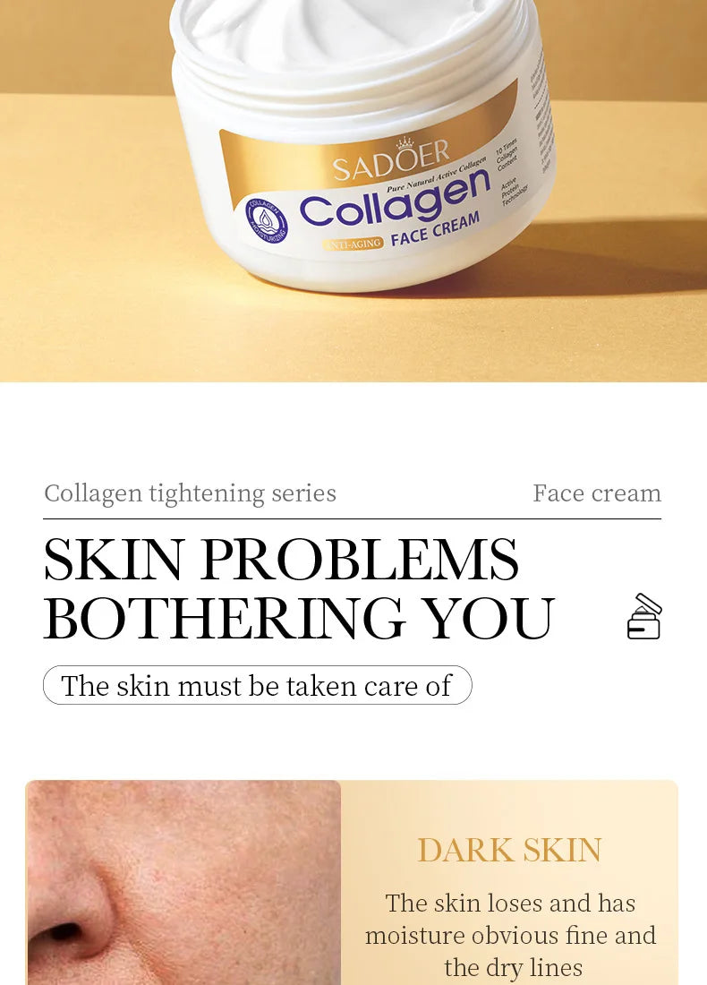 SADOER Collagen Firming Face Cream Moisturizing Hydrating Face Creams Faical Cream Beauty Face Skin Care Products