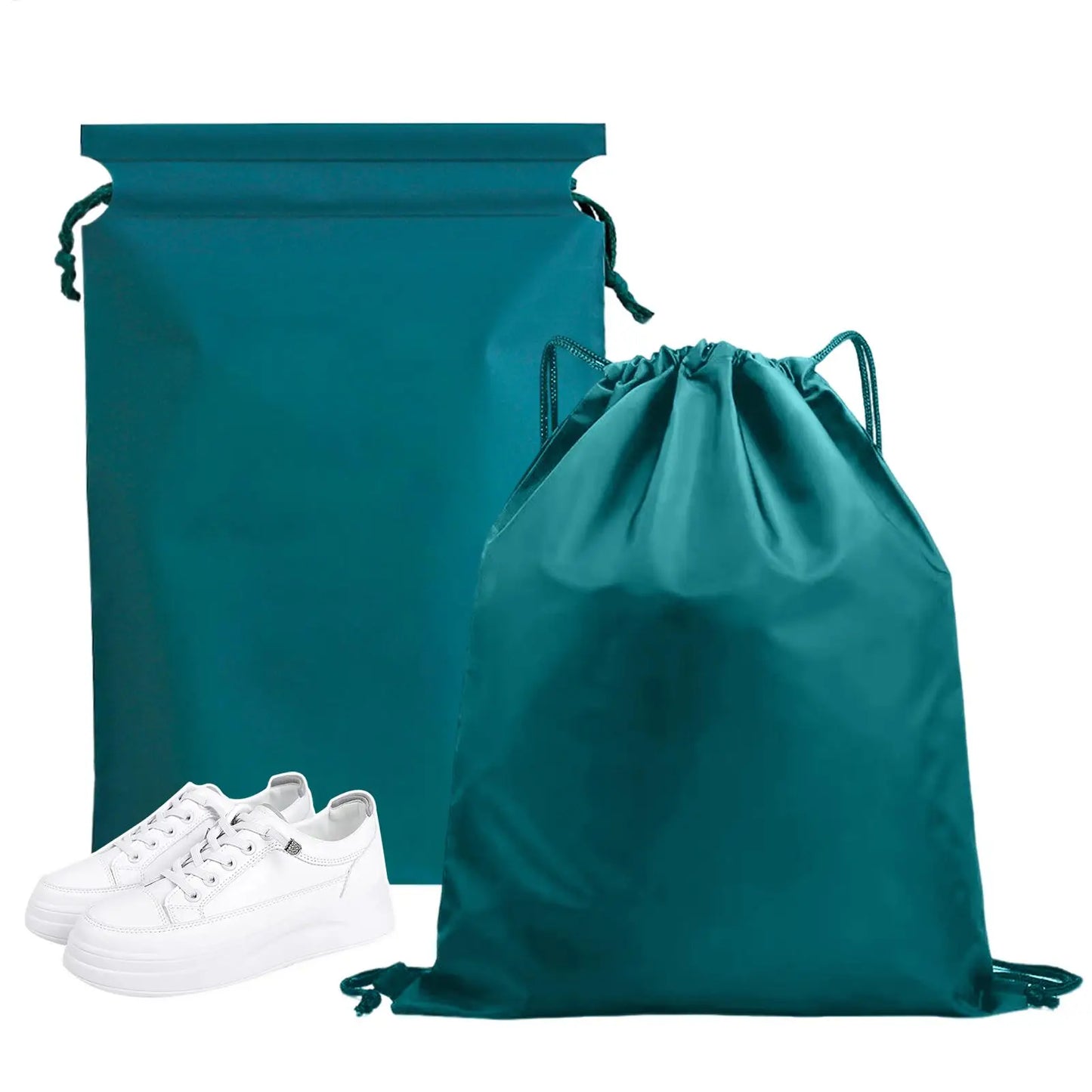 2 Pack Waterproof Drawstring Bags 30x20cm Reusable PE Pouch for Shoes Wet Clothes Outdoor Gym Swimming Travel Sports Storage Bag