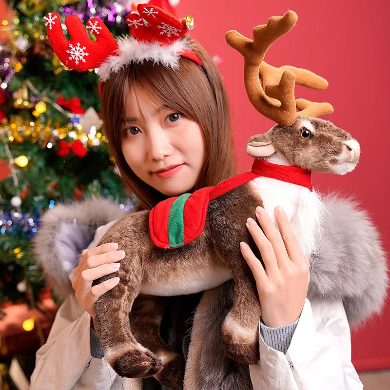 Simulation Reindeer Plush Toy Christmas Deer Plushies Doll Xmas Elk Soft Toys Merry Christmas New Year Decor Best Gifts for Kids