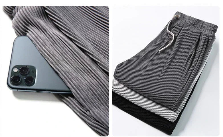 Summer Loose Ice Silk Pants Men's Drape 100KG Size Long Pants Fat Casual Sports Pants Wide Leg Straight Pants Tide Brand