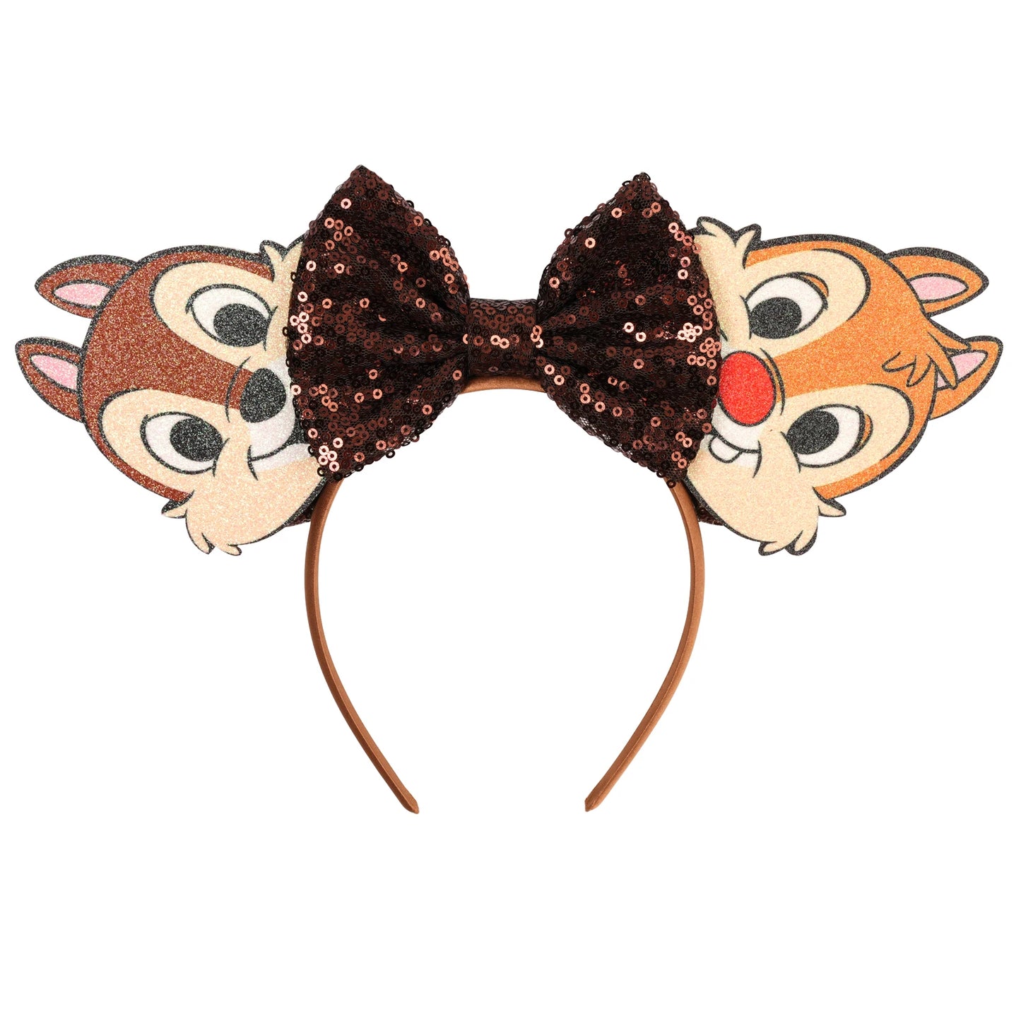 2025 Mickey Mouse Ear Headband Chip and Dale Bow Sequin Hairband Women Hair Hoop Birthday Gift Adult/Child Cosplay Accessories