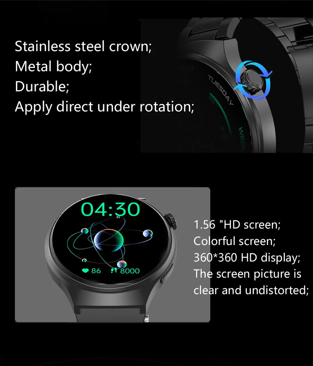 LAXASFIT 2026 New Smart Watch for Men Full Touchscreen Bluetooth Call Sports Fitness Smart Wristwatch Holiday Gift