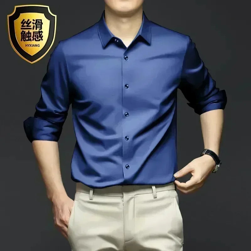 Men's White Shirt Long Sleeve Non iron Business Dress Slim Fit Korean Version Professional Work White Casual Men's Suit Shirt