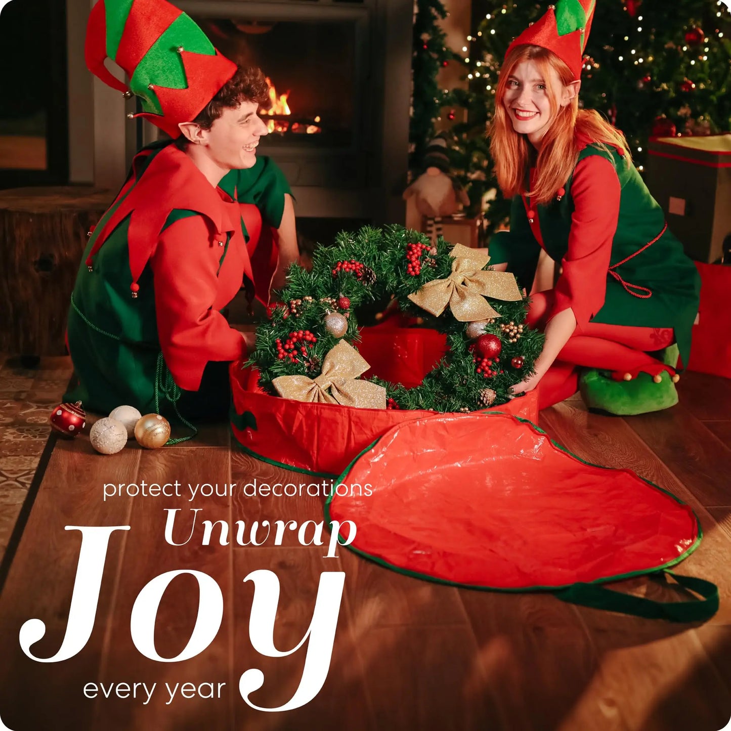 Durable Foldable Christmas Wreath Storage Bags Waterproof Dustproof Round Decoration Storage Bag with Handles Storage Bag