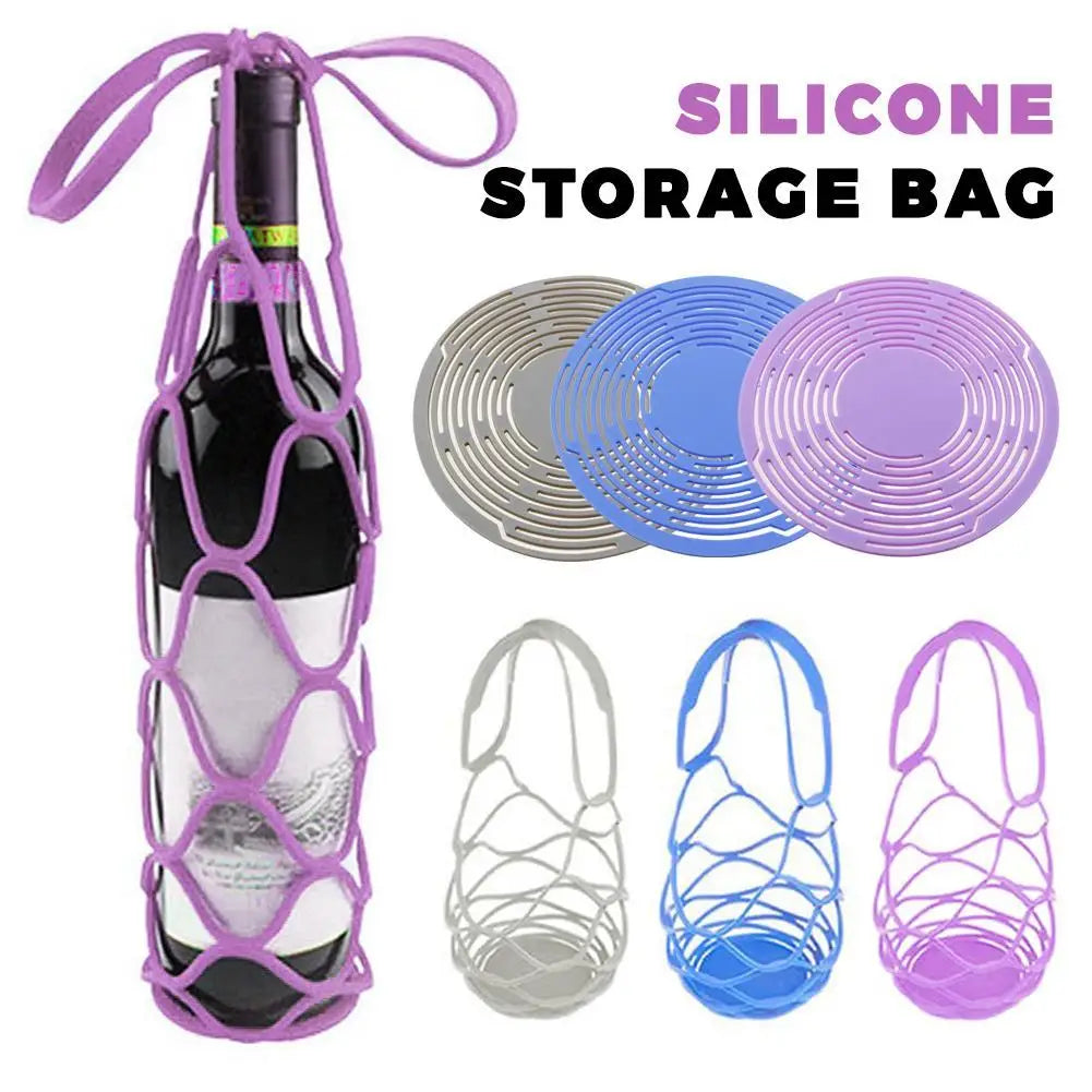 2026 New Versatile Silicone Storage Bags Breathable Mesh Bags Washable Portable Wine Tote Bags Reusable For Daily Picnic Hiking