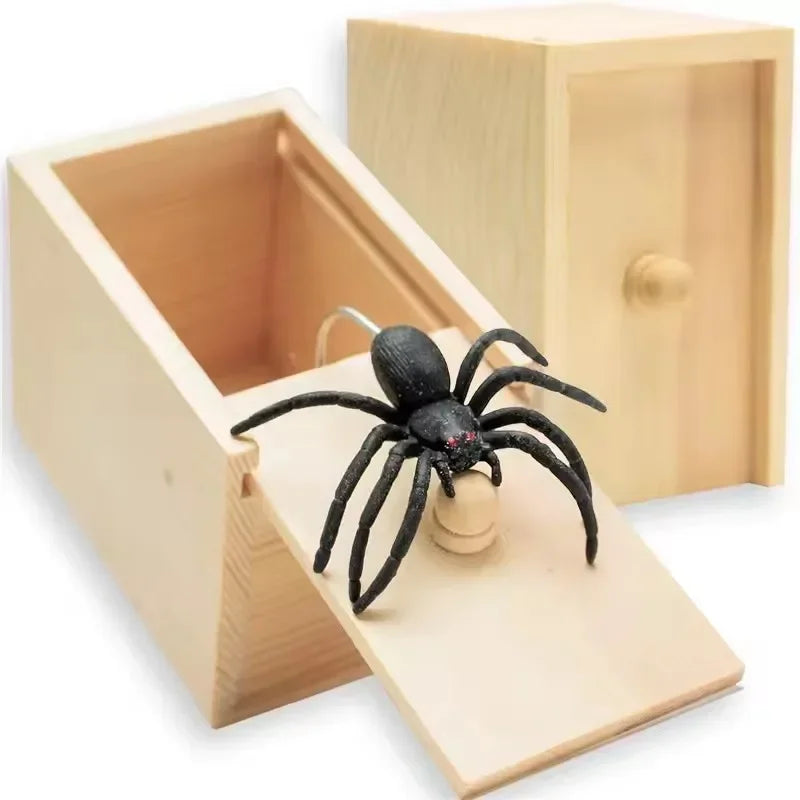 Trick Spider prank Funny Scare Box Wooden Hidden Box Quality Prank Wooden Scare Box Fun Game Prank Trick Friend Office Toys