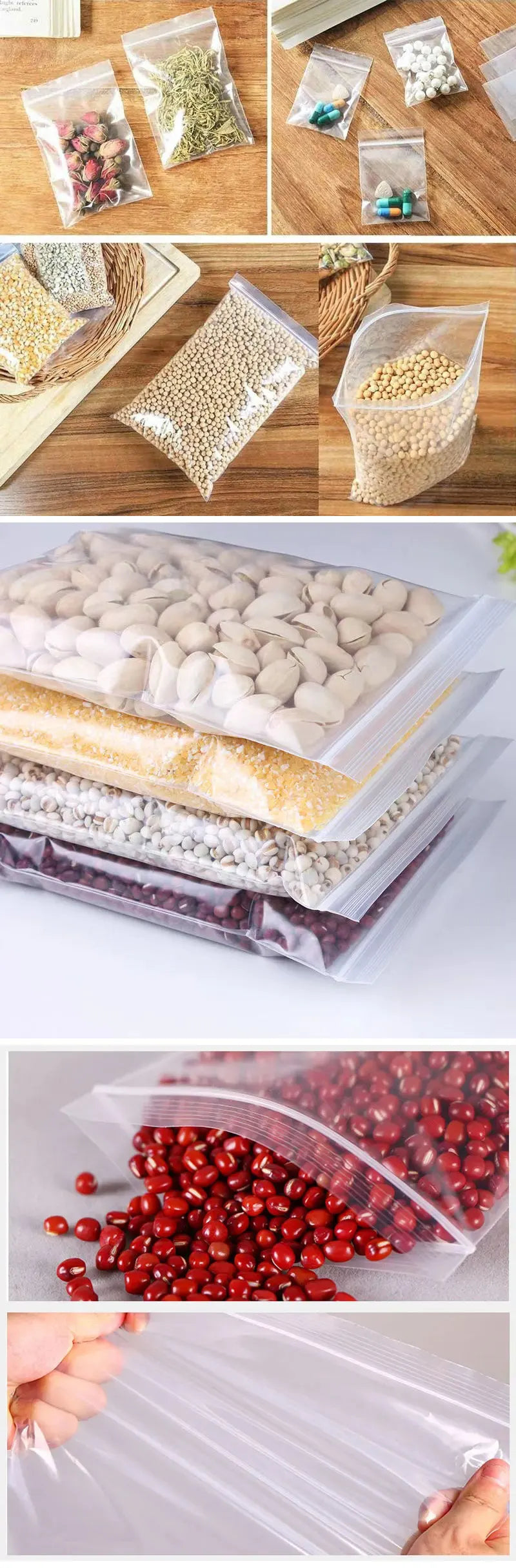 100pcs Thicken Zipper Sealed Bags Clear Plastic Storage Bag for Small Jewelry Food Packing Reclosable Plastic Ziplock Bags